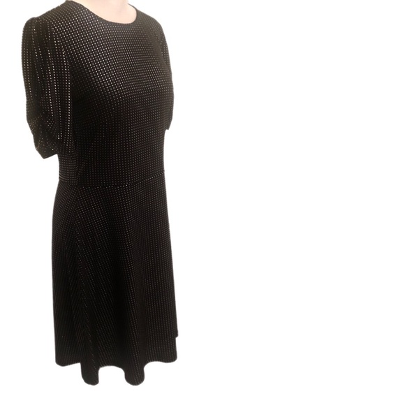 NWT Michael Kors (Black & Silver) Metallic Dot Short-Sleeve Dress - Small - Picture 6 of 11